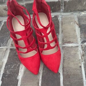 BCBGeneration Vibrant Red Strappy Heels